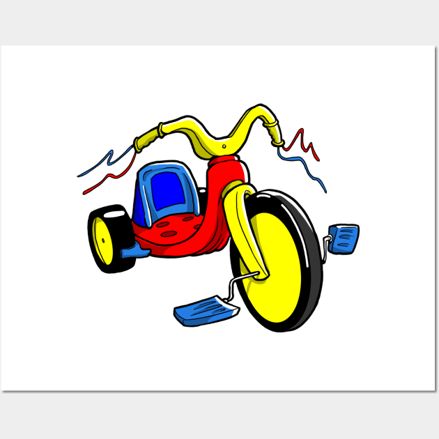 Big Wheel Cartoon - 80's Kid Toys Wall Art by natebramble